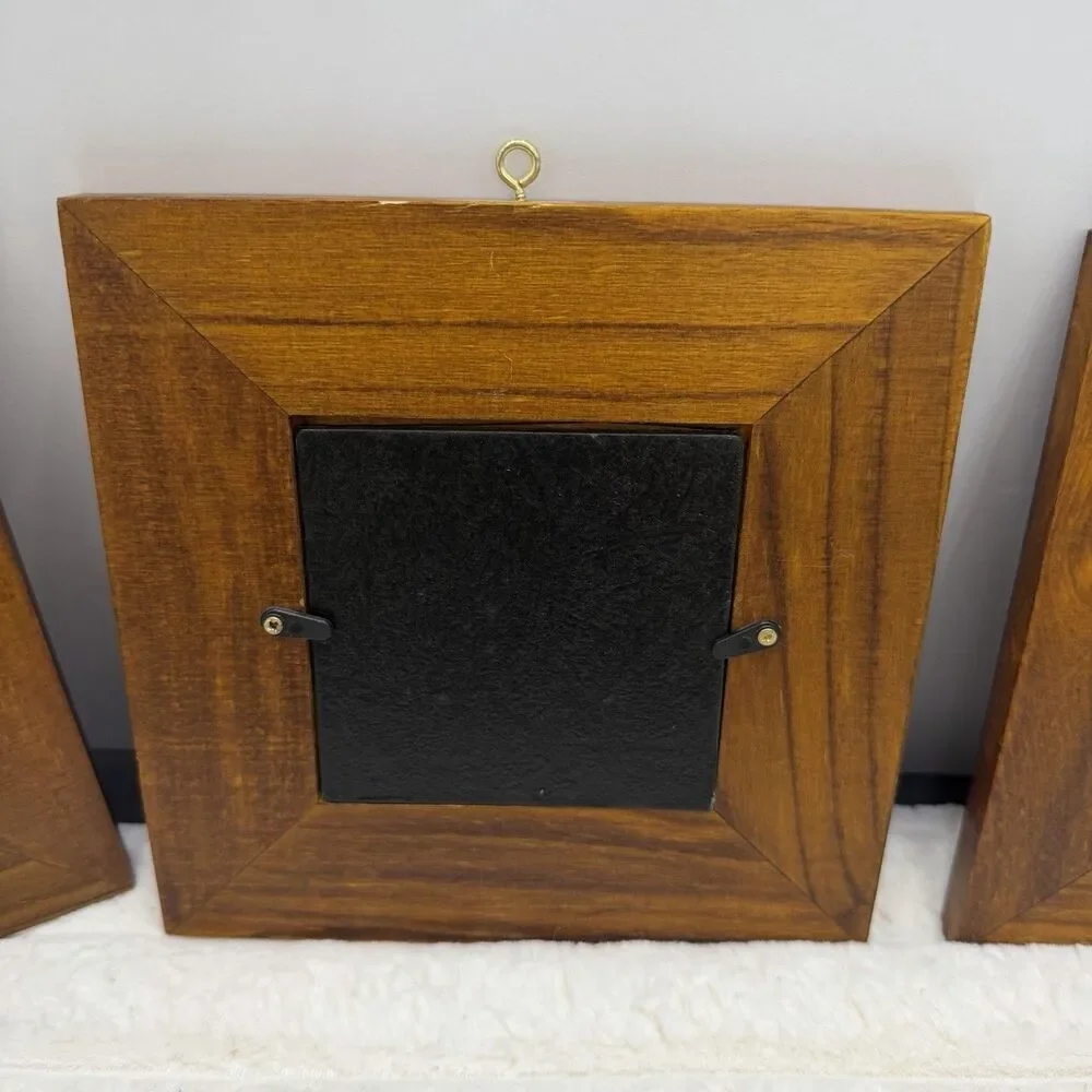 Set of 4 Vintage Mid Century Danish Modern Wood Picture Frames Teak Style Retro
